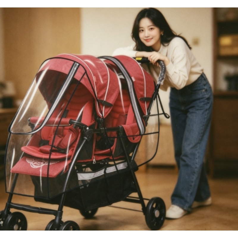 Double Seat Baby Stroller Wate - đánh giá và giá Stroller Rain Cover