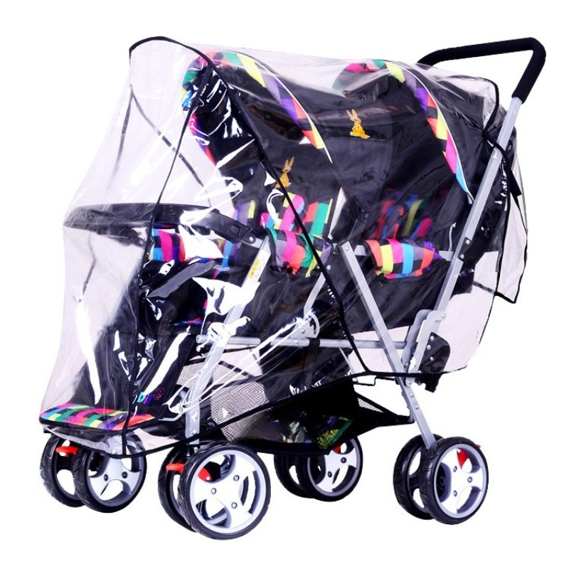 Double Seats Twin Baby Strolle - đánh giá và giá Stroller Rain Cover